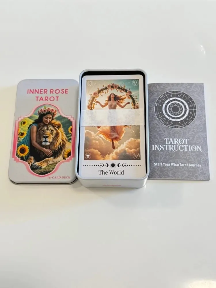12*7cm Inner Rose Tarot Deck in Metal Box 350GSM with Paper Instruction Manual Self Growth Meditation Board Games — image 16