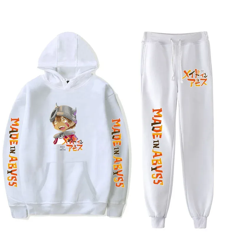 Harajuku Comfortable Made in abyss Print Sweatshirt Sweatpants Suit Men/Women Hoodies+ Trousers Suit Cute 2 Piece Set Clothes — image 8