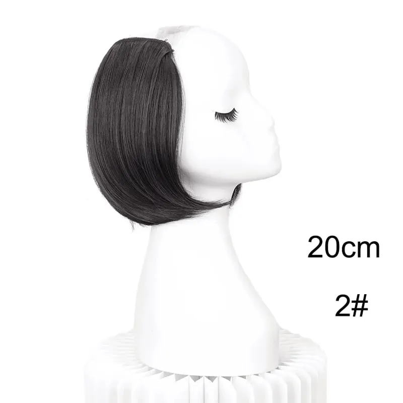 20/30cm Synthetic Short Straight Internal Buckle V-shaped Half Head Hair Extension Invisible Hairpiece for Women — image 8
