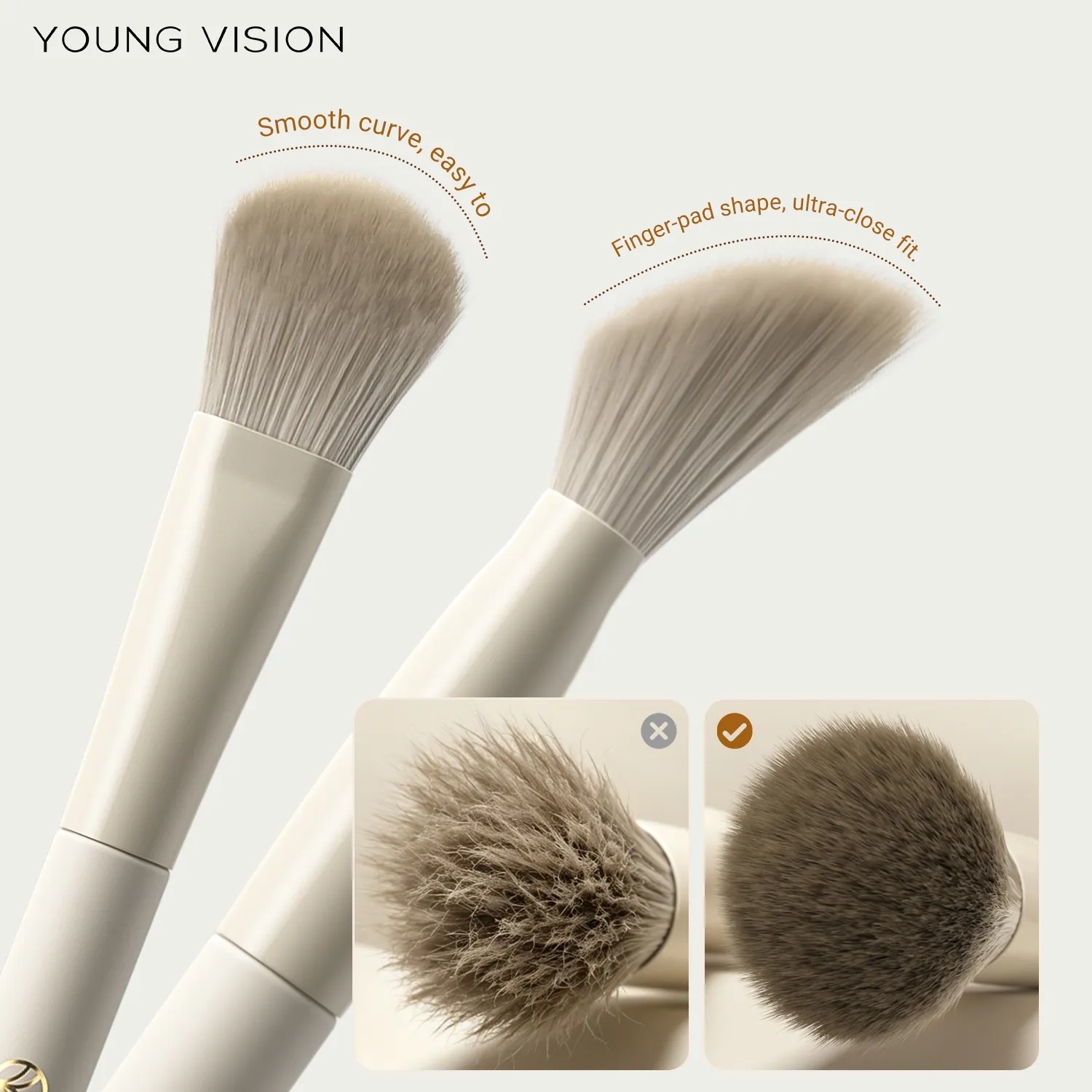 Make-up Brushes Beginner-Friendly Blush Brush with Birch Wood Handle – Soft Fluffy Face Powder Brush