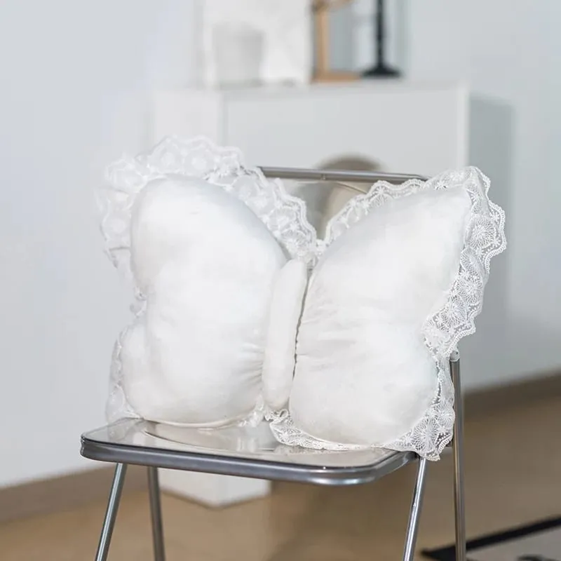 Butterfly Lace Pillow Butterfly Shaped Decorative Pillow For Sofa Couch Bed Plush Velvet Lumbar Support Cushion For Office Chair
