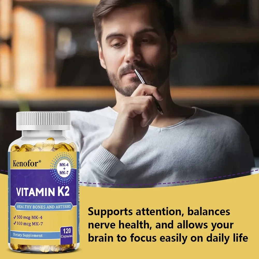 Vitamin K2 Capsules - MK-4 & MK-7 Support Calcium Metabolism Bone Teeth Joint & Cardiovascular Wellness Daily Immune Balance — image 7