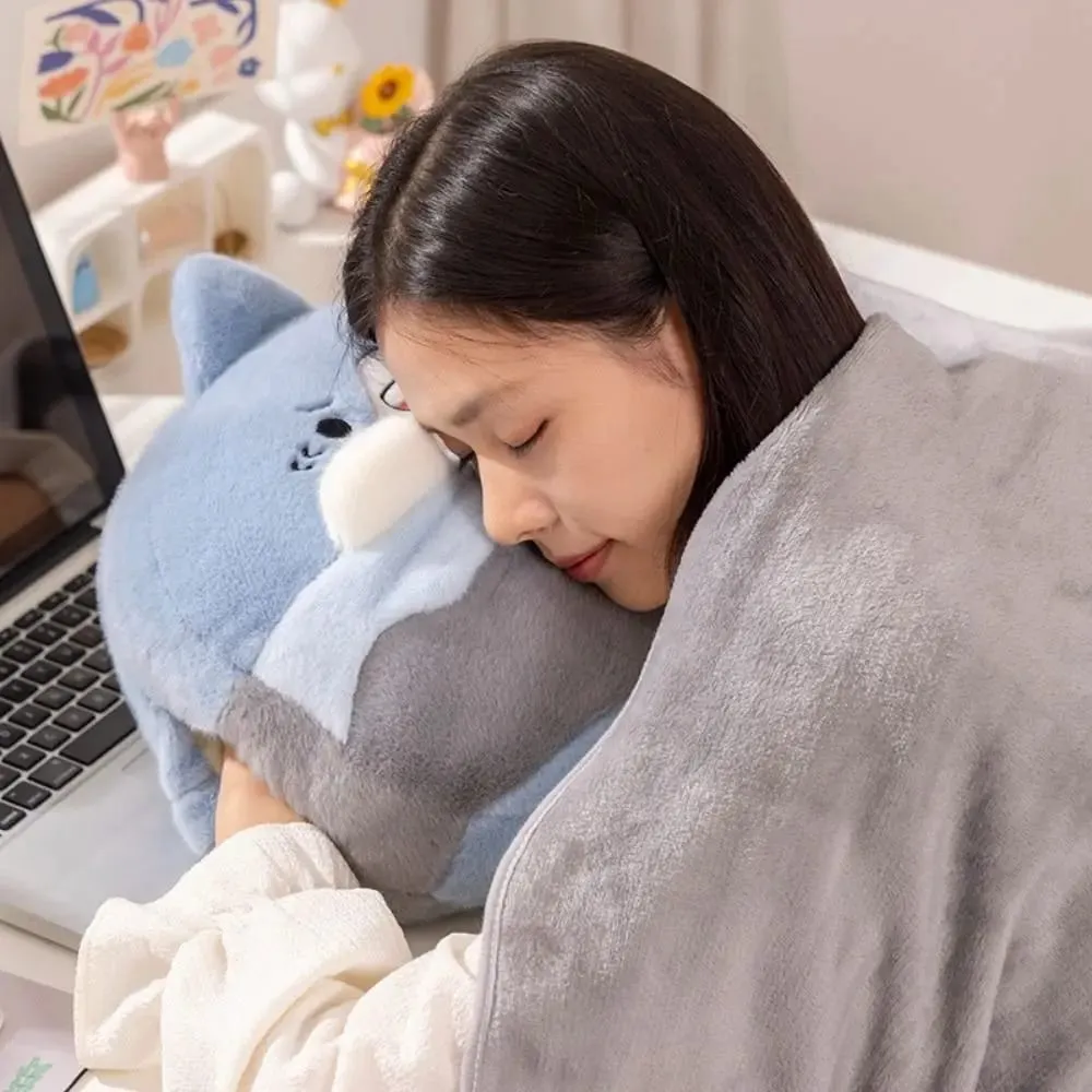 New 2-in-1 Hand Warmer Bag Cartoon Animal Throw Pillow Blanket Soft Thicken Nap Blanket Office Home Car