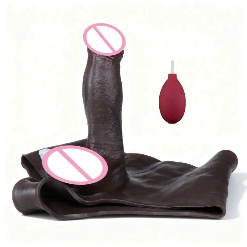 Black Nude Strapon Big Realistic Ejaculation Dildo Silicone Squirting Panties With Simulated Solid Penis Sex Toy For Women