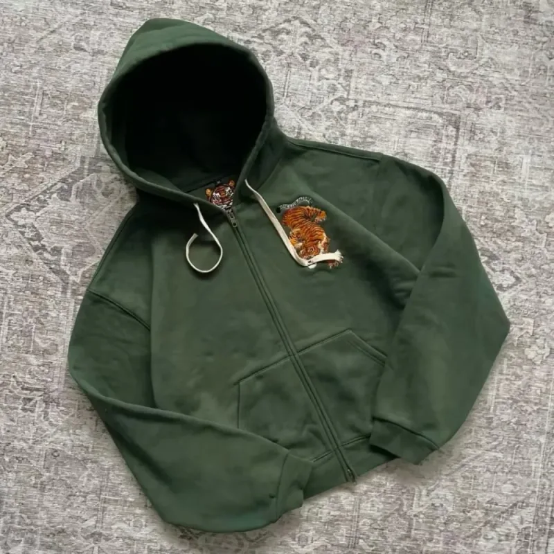 Sweat à capuche Vintage imprimé ours pour hommes, rétro vert, Patch à carreaux, pull à capuche, décontracté, Streetwear, manches longues, haut pour femmes