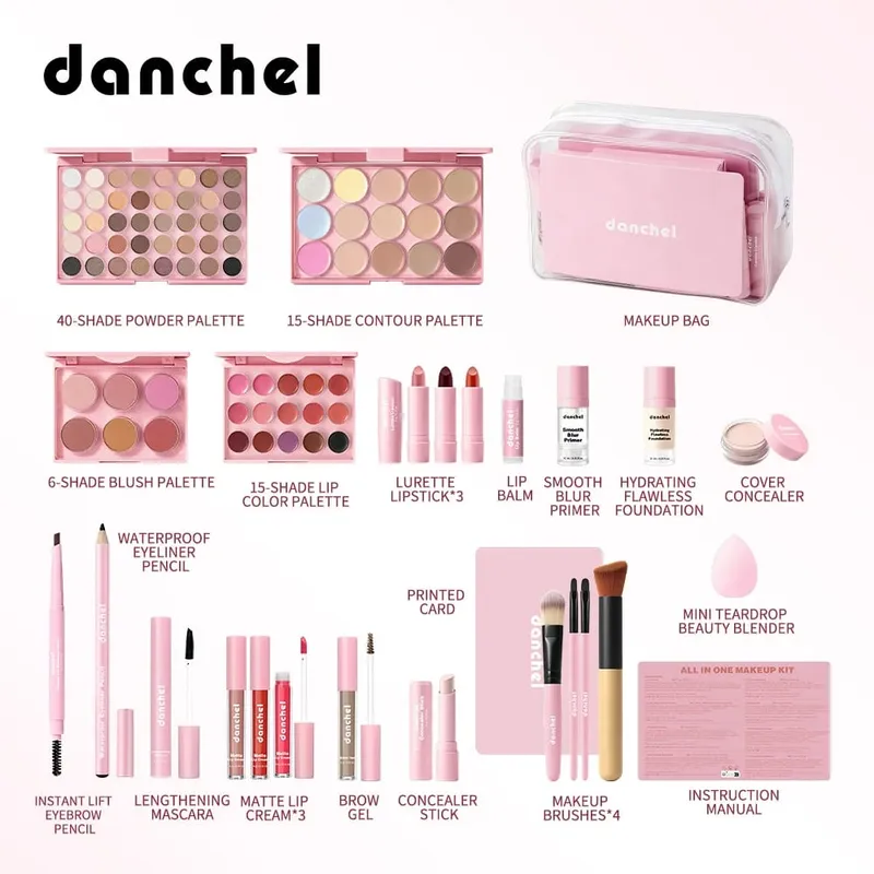 Kit de maquillaje todo en uno, lápiz labial, colorete, paleta de contorno, imprimación, brocha para base, brillo de labios, Kit completo de maquillaje para cejas, regalo para mujer — image 4