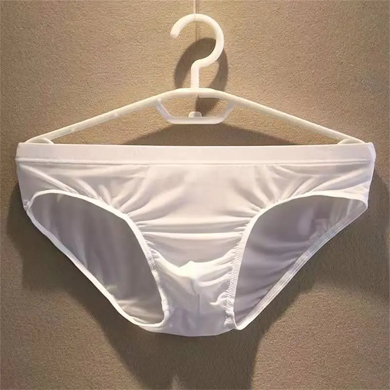 2 stücke Big Pouch Nylon Männer Unterwäsche Slips Eis Seide Männlichen Nahtlose Unterhosen Low-Taille Dünne Höschen Plus größe — image 7
