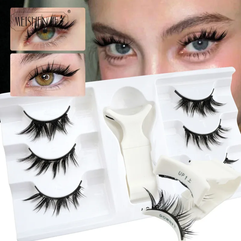 1/3 Pairs Magnetic Eye Lashes Handmade Eyelashes Soft Reusable Magnetic Lashes Natural Look 3D False Lashes Makeup Tweezers Set