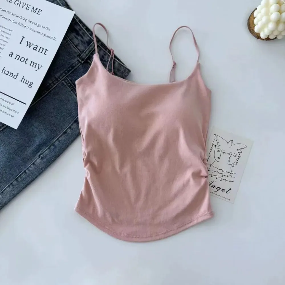 Simple Sleeveless Suspender Vest Slim Underwear Fitted Tops With Padded Cups Camisole Sports Activities — image 10