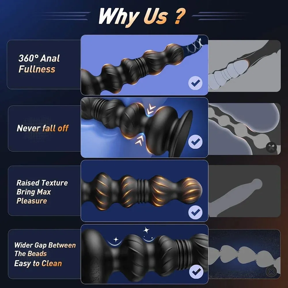 Thrusting Anal Beads for Men Prostate Massager Women Butt Plug Anal Vibrator Anal Balls Silicone Masturbator Adult Sex Toy — image 4