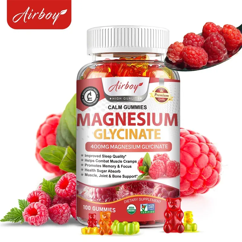 Magnesium Glycinate Gummies - Hjärnhälsa stärker muskler och ben Förbättrar sömn Slappna av nerver — image 1