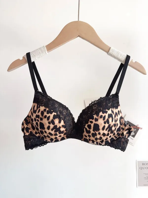 Sexy Leopard Print Lingerie Set Women Wireless Invisible Push Up Small Breasts adjustable A To C Cup sheer Lace Pure Design S-X — image 10