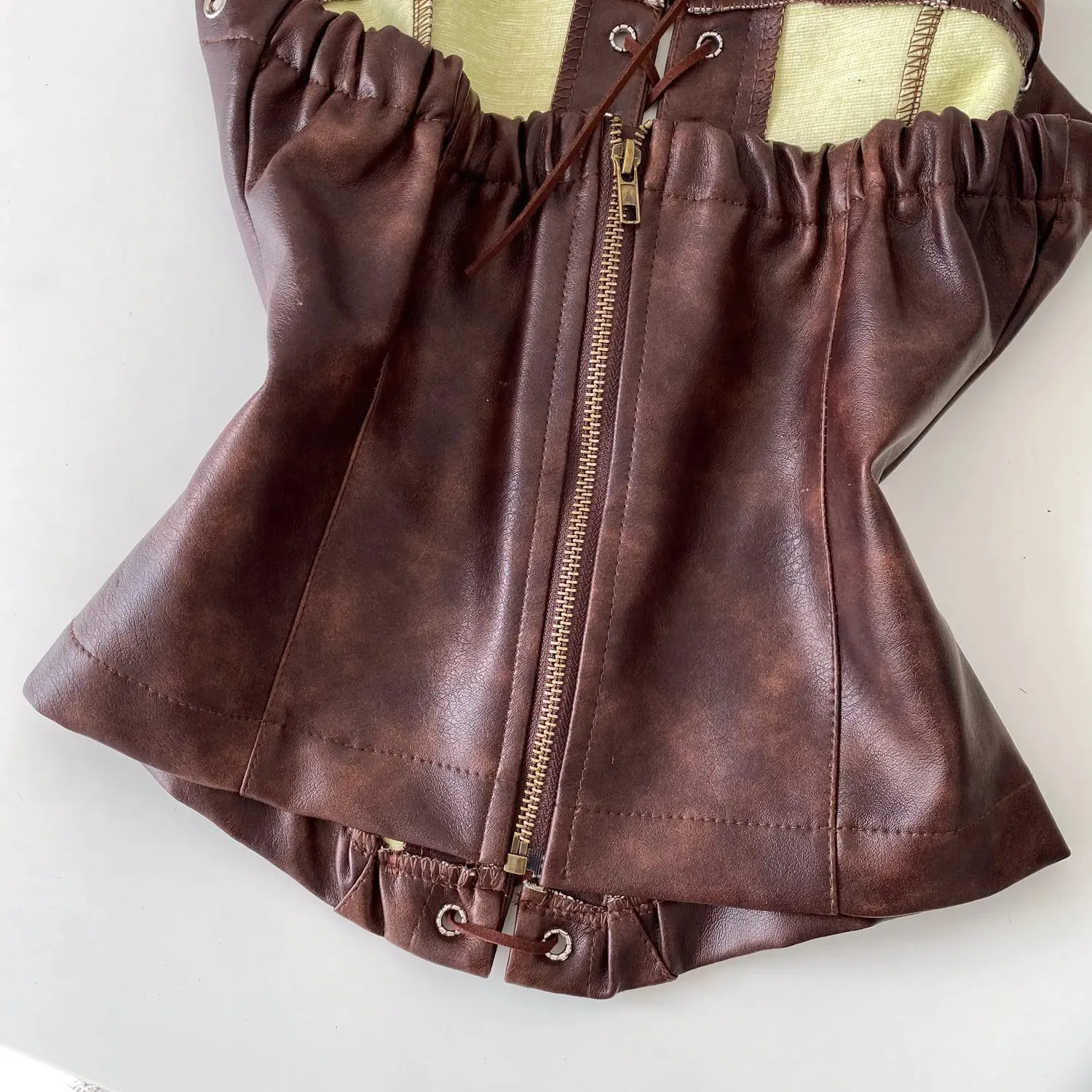 Sexy Bandage Pu Solid Tanks Top Vintage Corset Bustier Korean Autumn Camis Women Party Crop Top Y2k