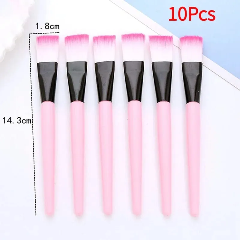 10Pcs Facial Mask Brush Makeup Brushes Eyes Face Skin Care Masks Applicator Cosmetics Mask Brush Tools Pink Handle. — image 2