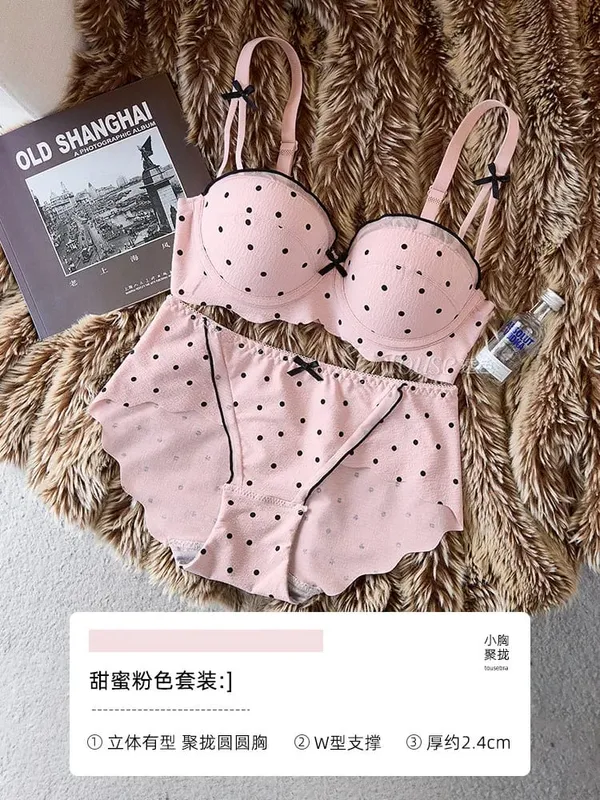 Women Lace Demi Cup Bra Set Push Up Small Bust Upper Support Anti Sagging Elegant Back 2Pcs Intimate Lingerie Daily Underwear — image 9
