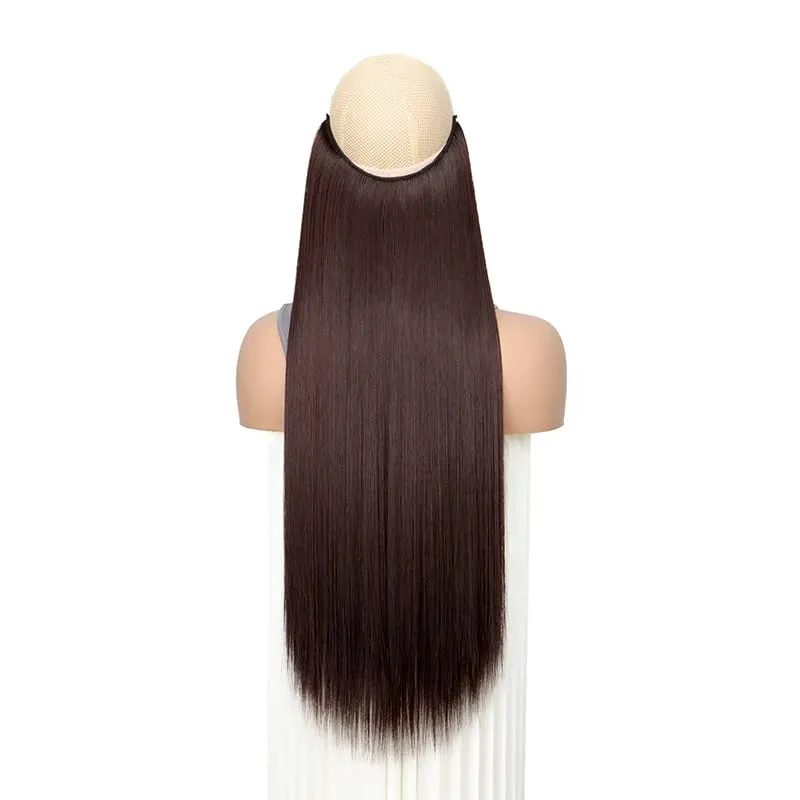 22Inch Synthetic Long Straight Fish Line Hair Extension Invisible Wire Halo Hairpiece Heat Resistant Fiber Hair for Women — image 15