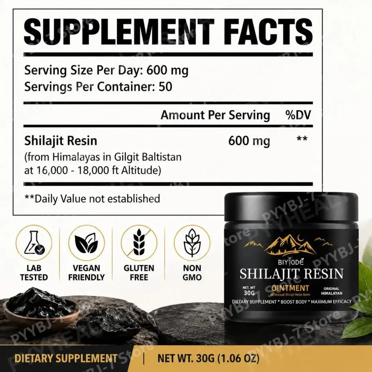 Shilajit Resin 30g Daily Wellness Supplement 600mg Serving support energy Focus for Adult Nutrition Support Daily Use — image 6