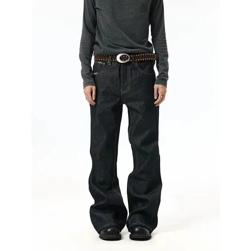 American Retro Distressed Washed Man's Jeans Solid Color Versatile Full Length Straight-leg Pants 2026 Summer New — image 2