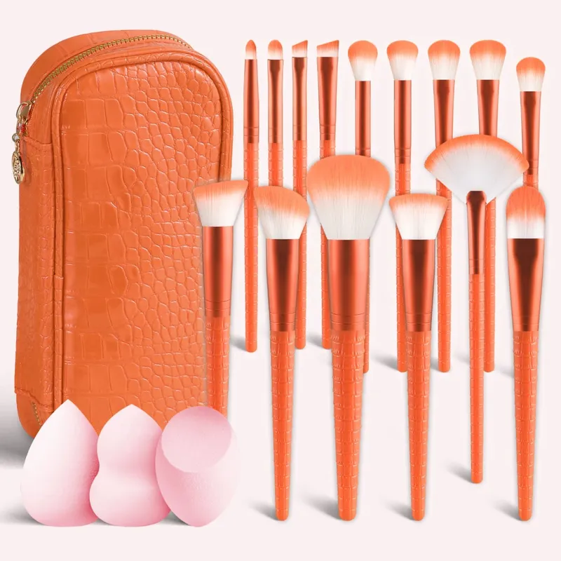 15Pcs Complete Makeup Brush Kit with Bag & 2 Beauty Sponges Face Eye Brushes for Beginners & Artists — image 7