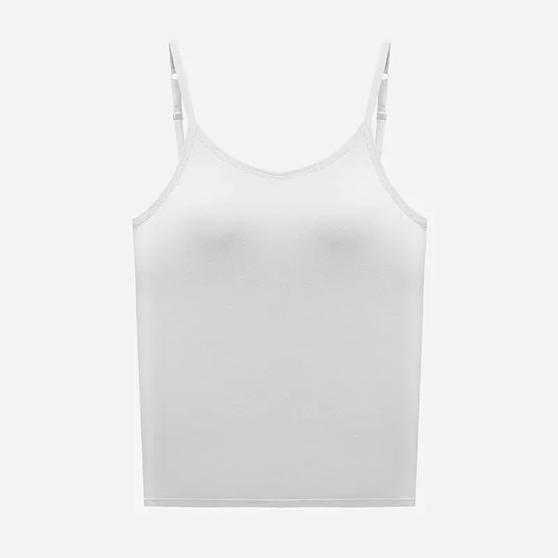 1pcs Girls Basic Solid Vest Female Casual Sleeveless Strap Top Four Season Traceless Women Tank Tops With Padded Cups Vests
