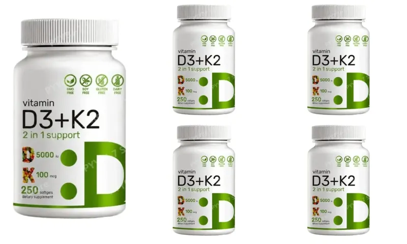 Vitamin D3 K2 Softgels with MK-7 5000 IU Vitamin D3 and 100 mcg Vitamin K2 for Daily Heart Bone & Immune Support 250 Softgels — image 12