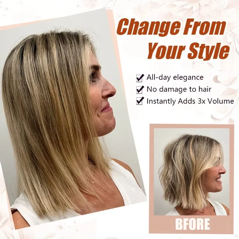 Straight Bob Clip In Hair Extensions Synthetic Highlight Clip On Hairpieces Thin Straight For Women Short Bob Daily Hairstyle