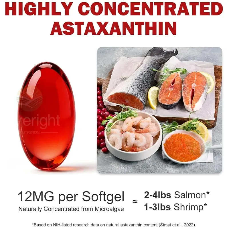 Liposomal Astaxanthin อาหารเสริม Lycopene CoQ10 Lutein วิตามิน B6 E สังกะสีสารต้านอนุมูลอิสระเพื่อสุขภาพผิวดวงตา Aging — image 3