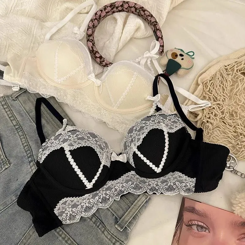 Lace top bra underpants set Lolita style Japanese style 2 piece set adult lingerie female Women's underwear set wire-free — image 4