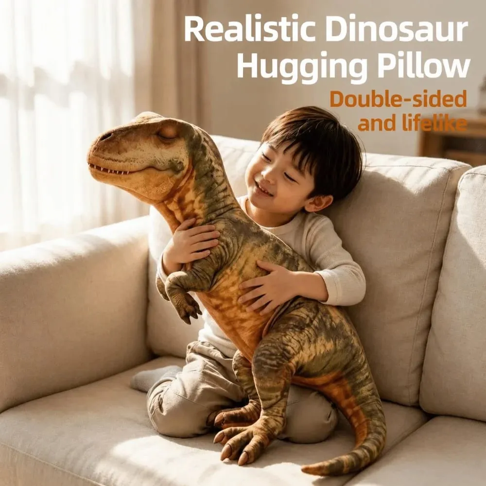 3D Design Dinosaur Plush Pillow Lifelike Dinosaur Cozy Soft Texture Realistic Sleeping Dinosaur Funny Shape Kawaii Style — image 7