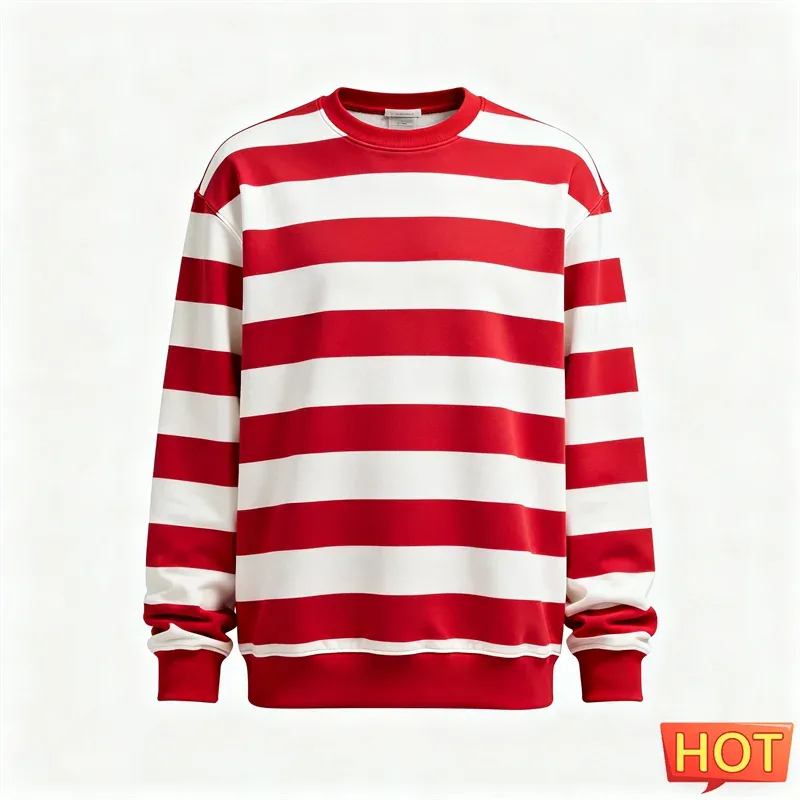 Fashion Striped Graphic Sweatshirts For Men Simple Trendy Long Sleeve 3D Printed Ugly Sweatshirt Casual Oversized Pullovers Tops