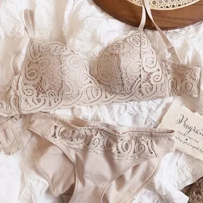 Colors Seamless Comfortable Full Lace Sleepwear Bra Sets Sexy Women Underwear Wire Free Push Up Lingerie Suits Intimates