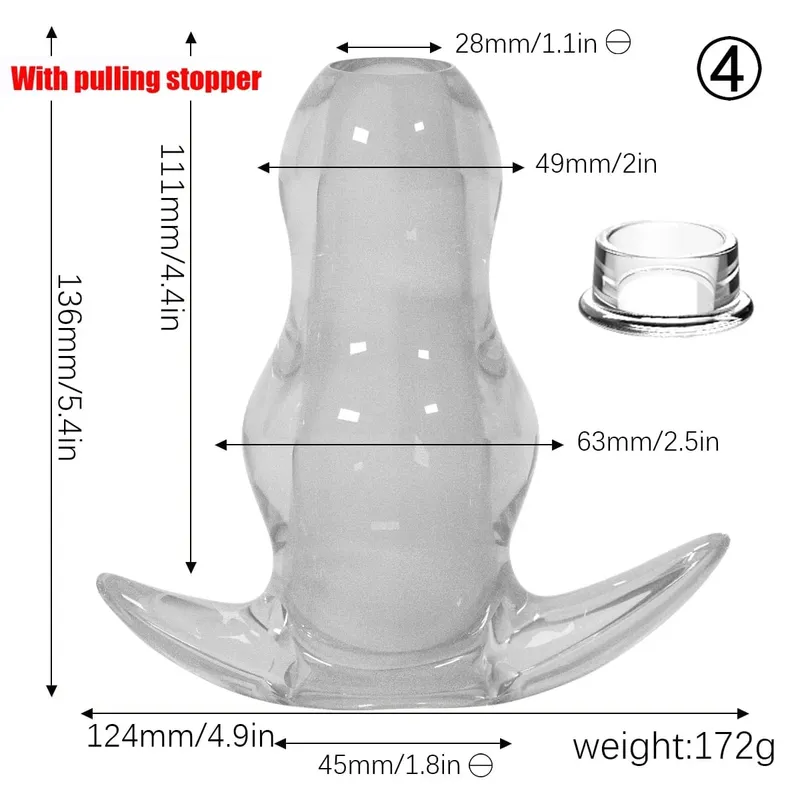 Purple TPE Hollow Tunnel Butt Plug Set - Graduated Open Anal Stretcher Plugs Flexible Sex Toy para sa Mga Lalaki at Babae — image 15