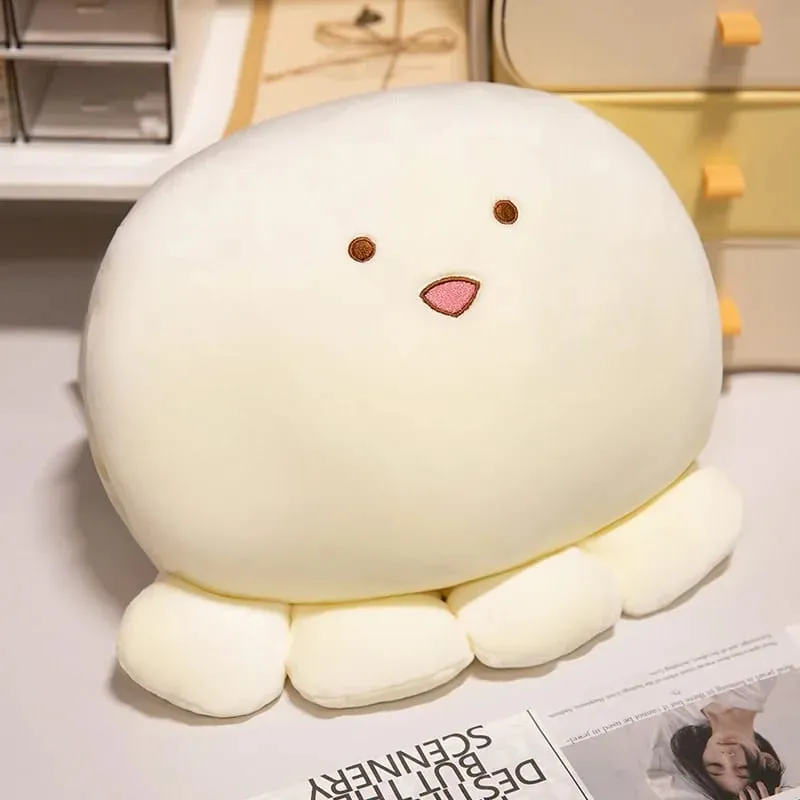 35cm Bantal Mewah Sotong Lembut Sumbat Bentuk Bola Haiwan Akuatik Tangan Hangat dengan Lubang Lebih Panas Muka Comel Plushie Sokongan Belakang — image 8