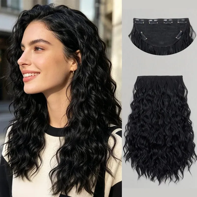 18Inch Synthetic Long Curly Wave Hair Extensions 6 Clip Heat Resistant Silky Hairpiece For Women Daily Party Use — image 8