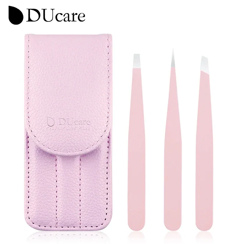 DUcare Professional Tweezers for Eyebrows Lash Twizzer Stainless Steel Eyelash Extension Classic Slant 3pc Hair Removal Tweezers — image 6