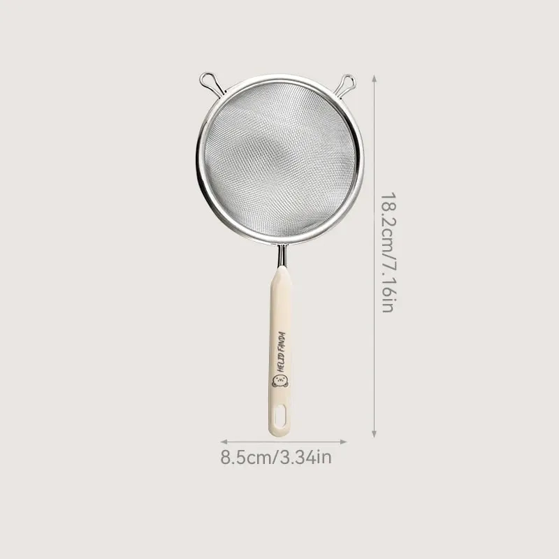 Durable 304 Stainless Steel Residue Filter With Plastic Handle Fine Mesh Strainer Flour Sieve Oil Skimmer Spoon Kitchen Utensils — image 8