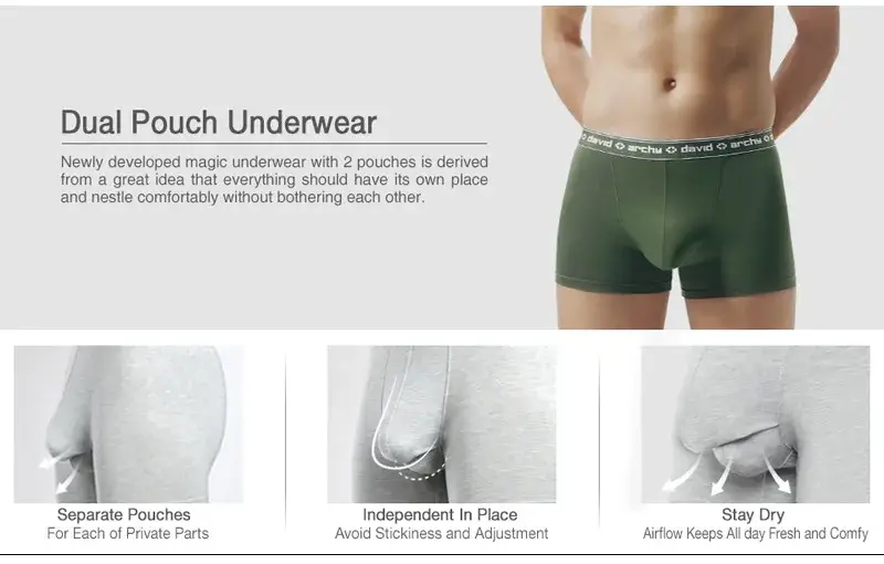 David Archy 3 Pak Celana Dalam Pria Celana Boxer Dasar MicroModal Lembut Bersirkulasi Pria Boxer Kantong Ganda Cepat Kering Olahraga Kebugaran