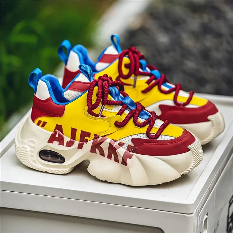Two Tone Men Casual Sneakers Thick Sole Height Increase Air Cushion Breathable Fashion Daily Sports Shoes — image 6