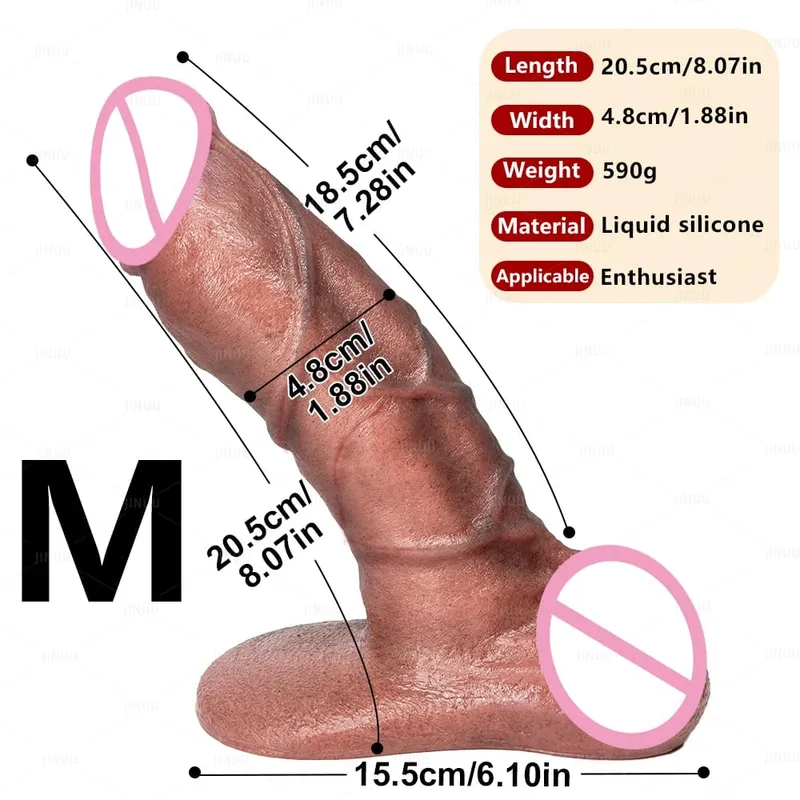 XXL Silikon Tebal Dildo dengan Cangkir Hisap Besar Ramah Kulit Silikon Lembut Pijat Realistis Tingkat Pori-pori Tekstur Penis Mainan Seks