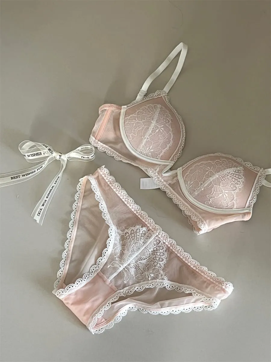 Niche sexy deep v bra gathering anti-sagging cover vice breast corner underwear sets sexy embroidery lace underwire lingerie — image 2