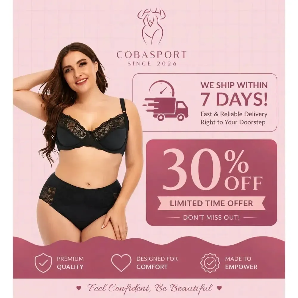 Lightweight Lace Underwire Bra Set for Plus Size Women Thin Cup Lingerie with Panties Comfortable Lift Daily Wear — image 7
