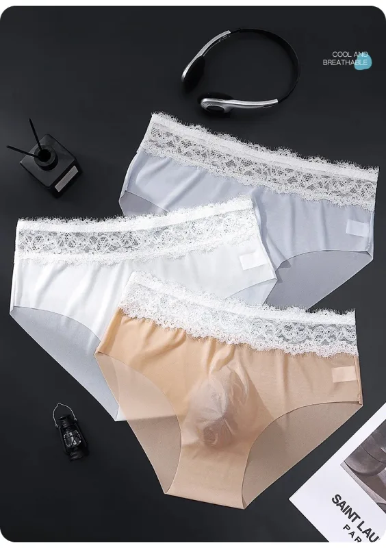Lace Edge Ice Silk Men's Triangle Pantalon Walang Traceless Breathable Manipis na Kasuotang Panlalaki Mababang Baywang Malambot Walang Seamless Comfort Panlalaki Briefs — image 10
