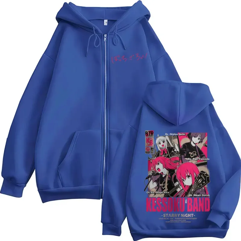 Anime Bocchi The Rock Zipper Hoodies Hitori Gotoh Yamada Ryo Kita Ikuyo Ijichi Nijika Zip Up Sweatshirts Men Women Pullover Coat — image 4