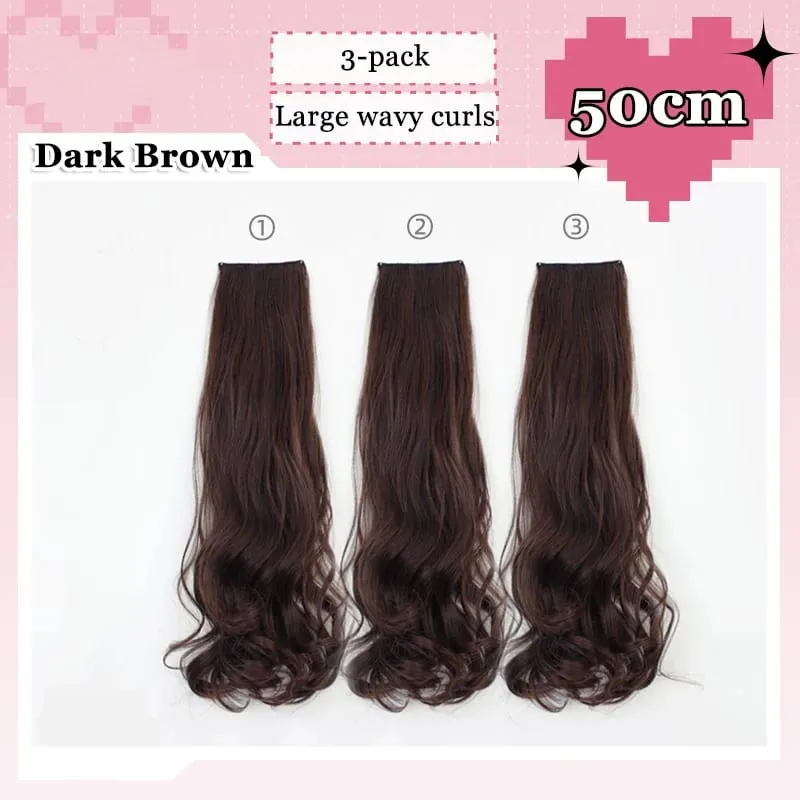 3Pcs/Set 6Clips Hair Extension Black Long Large Wavy Curls Natural Hair Hairpiece Heat Resistant Fiber For Women Hairstyle — image 13