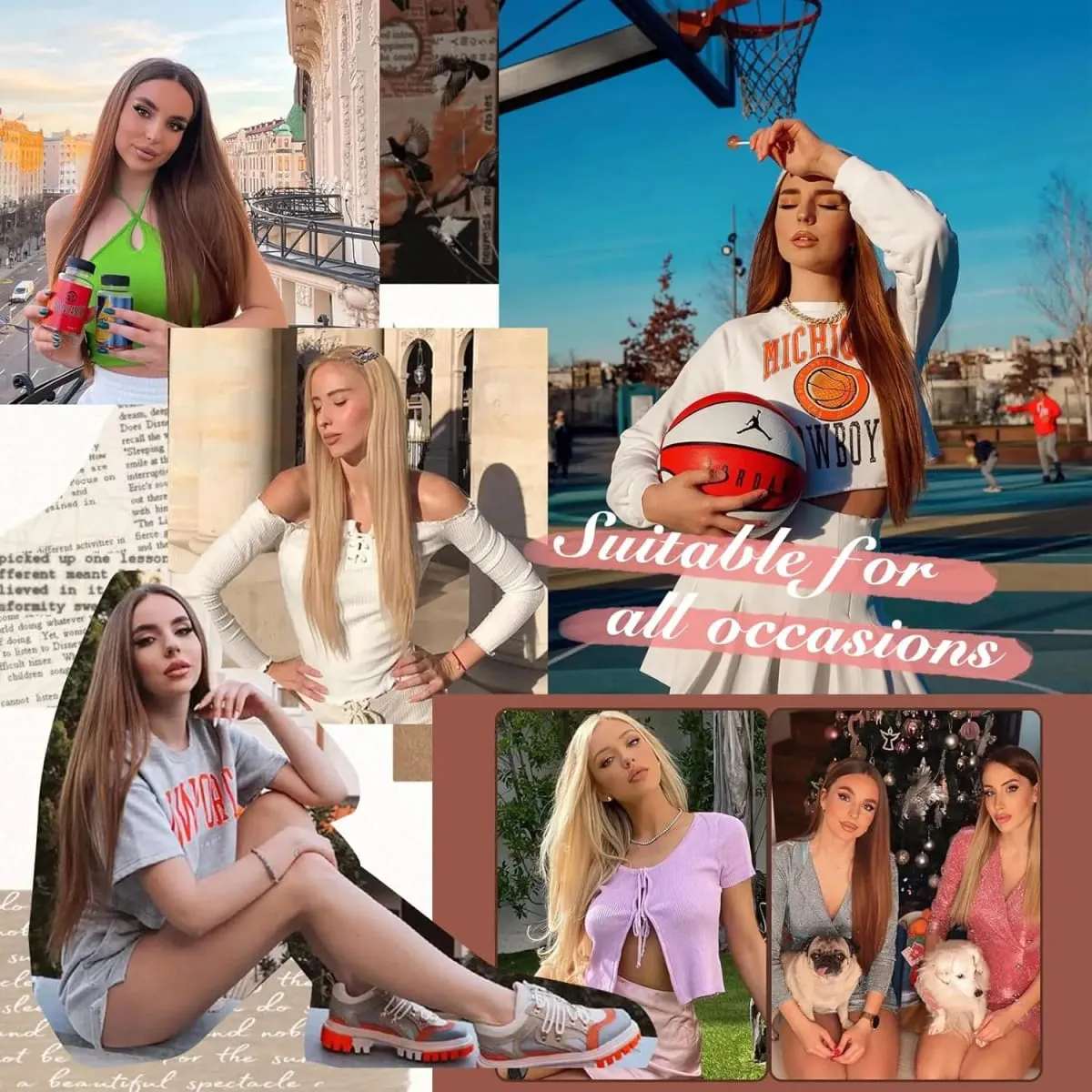Synthetic Clips in Hair Extensions 6Pieces/Set 24 Inch Long Straight Extensions for Women Hairpiece — image 7