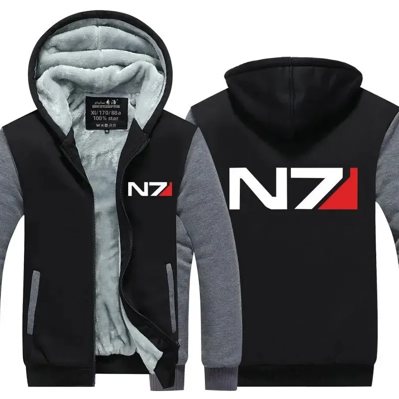 Effect N7 Hoodies Jacket Zipper Thickened Fleece Men's Winter Casual Fashion Men Women Anime Game Unisex N7 hoodie sweatshirt — image 7