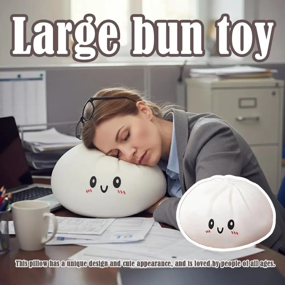 Large Dumpling Pillow Soft Huggable Plush Toy for Home Decor Adorable Dumpling Shape with Playful Expression Dough Ball