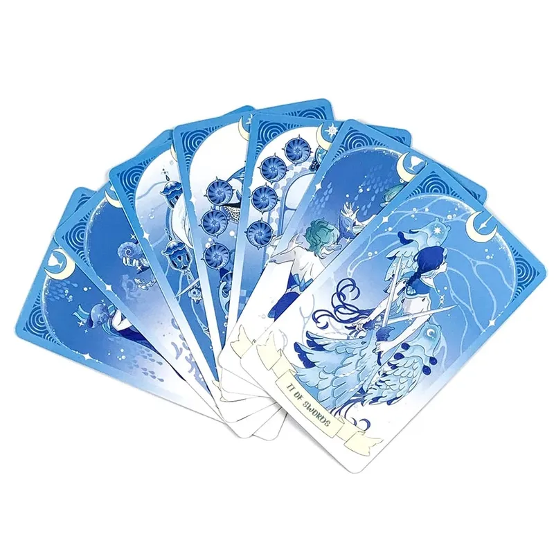 Sea in Moonlight Tarot Cards 78 Card Blue Ocean Mermaid English Version Divination Board Game Card Games & Gift Giving — image 5