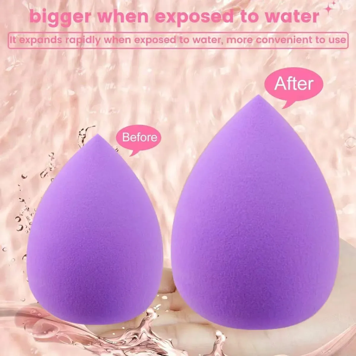 Makeup Brushes and Sponges Set Purple Makeup Puff Beauty Egg Headband Wristband Remover Kit Makeup Tool Gift 20-28pcs — image 6