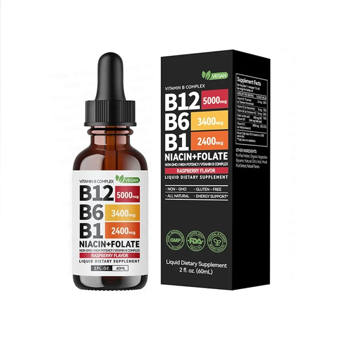 Vitamin B6 Drops Complex B12 B1 Folate Liquid Supplement Support Digestive System Drops Liquid Triple Absorption Liquid Drop — image 5